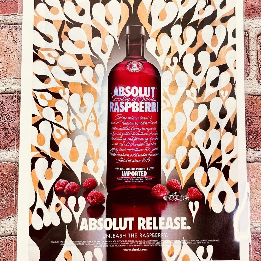 2005 Absolut Raspberry Vodka - Absolut Release - Unleash - Original Vtg PRINT AD